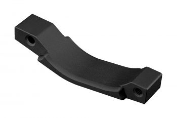 Black metal trigger guard isolated on white background.