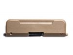 Flat dark earth AR-15 dust cover with spring mechanism on a white background.
