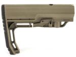 Flat dark earth adjustable rifle stock with textured buttpad side profile view