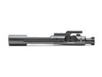 Black bolt carrier group with engraved deer head logo on a white background.