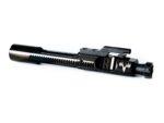 Black bolt carrier group with engraved deer skull logo on a white background.