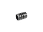 Black metal cylindrical gun part on a white background