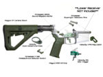 Example of a custom AR-15 lower build kit with magpul stock and grip velocity trigger and armaspec and strike industries accessories