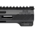 Close-up of a Grendel Hunter handguard with engraved logo and rail section.