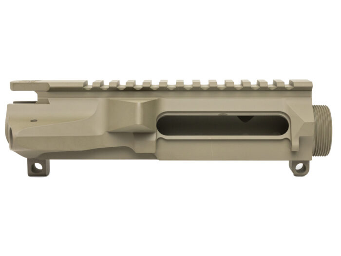 Flat dark earth AR-15 upper receiver displayed on a white background