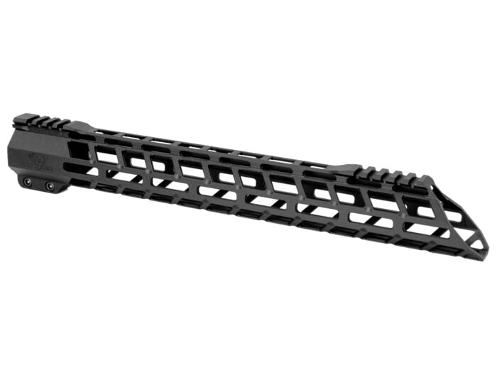 Black metal handguard with rail isolated on white background