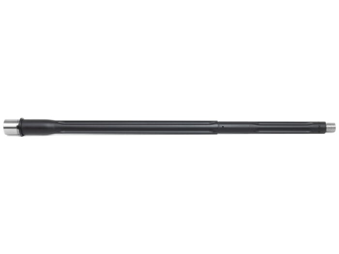 Black rifle barrel with fluted design on a white background