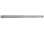 Stainless steel rifle barrel with threaded end and smooth cylindrical design.