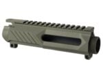Olive green AR-15 upper receiver with side cuts and top Picatinny rail