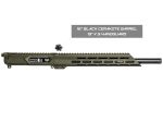 Olive green rifle upper with black barrel and labeled specifications.