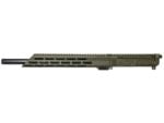 Olive drab rifle upper receiver and barrel assembly on white background.