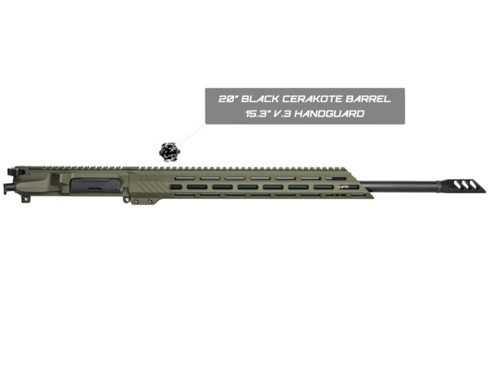 Rifle upper assembly with 20 inch black cerakote barrel and 15.3 inch handguard.