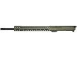 Side view of a green rifle upper receiver assembly on a white background.