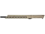 Flat dark earth rifle upper receiver assembly with black barrel on white background.