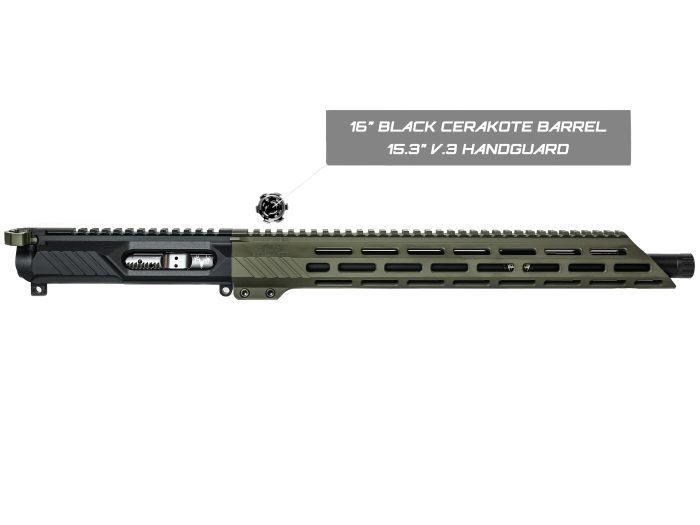 16-inch black Cerakote barrel rifle upper with 15.3-inch handguard left side view
