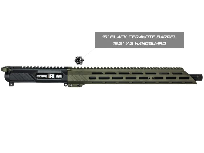 16-inch black Cerakote barrel rifle upper with 15.3-inch handguard left side view