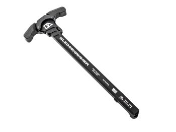 Black Sledgehammer charging handle for firearm shown on white background.