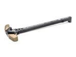 Black and tan SLEDGEHAMMER charging handle on white background.