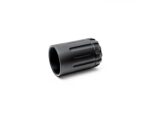 Black cylindrical metal firearm accessory on a white background