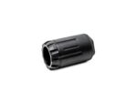 Black cylindrical firearm accessory likely a muzzle device on a white background.
