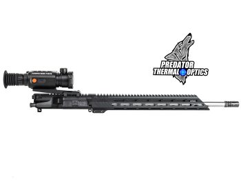 Rifle upper with thermal optic scope and Predator Thermal Optics logo