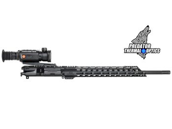 Rifle upper with scope attachment and Predator Thermal Optics logo on a white background.