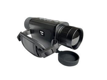 Black Matrix 35-640 monocular with hand strap and lens cap on a white background
