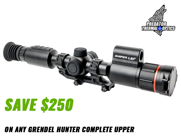 Thermal rifle scope with promotion to save $250 on Grendel Hunter complete upper.