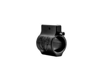 Low profile .750 click adjustable gas block with black nitride finish for AR-15 tuning.