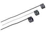 A product collage showcasing three .750-inch black nitride adjustable gas blocks assembled with different gas tube styles and lengths. The collection features a black nitride rifle-length gas tube, a silver stainless steel mid-length gas tube, and a black nitride carbine-length gas tube, demonstrating the configuration options for AR-15 rifle builds.