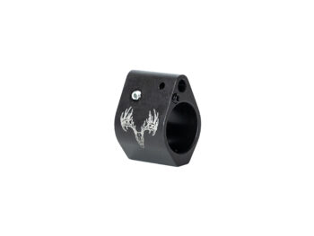 Right side profile view of a .750 low-profile adjustable gas block with a durable black nitride finish for AR-15 platform rifles.