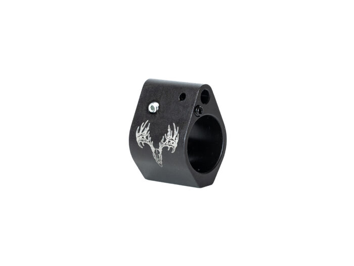 Right side profile view of a .750 low-profile adjustable gas block with a durable black nitride finish for AR-15 platform rifles.