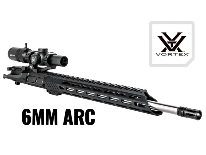 6MM ARC AR-15 upper equipped with a Vortex riflescope on a white background.