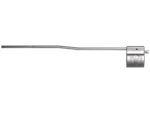A .750 inch click-adjustable gas block featuring a bead-blasted finish and precision tuning dial, attached to a carbine-length stainless steel gas tube for AR platforms.