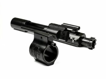 AR-15 bolt carrier group paired with a low-profile gas block for building or upgrading an AR-15 rifle.