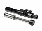 AR-15 bolt carrier group with buffer, buffer spring, and buffer weight assembly for reliable rifle operation.