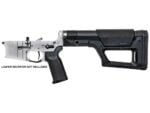 DMR AR-15 lower build kit with Magpul PRS Lite precision stock, buffer tube, and Magpul grip shown on a demonstration receiver from the left side.