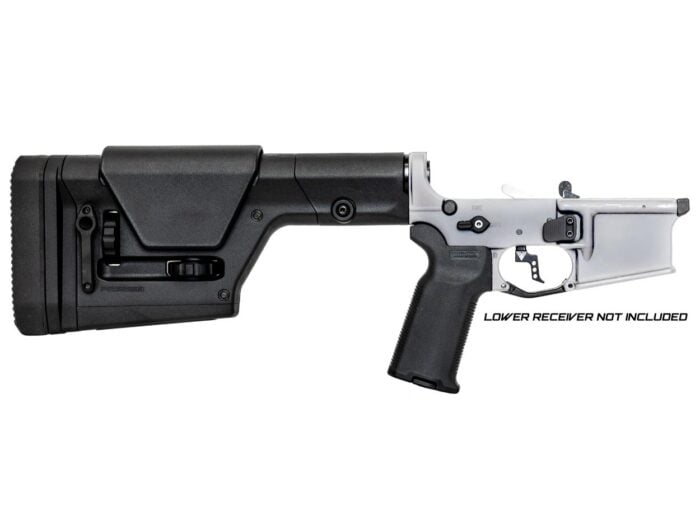 Right-side view of a PRS AR-15 lower build kit featuring a Magpul PRS Gen3 adjustable precision stock.