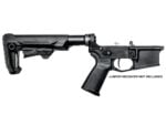 Right-side view of a Stalker AR-15 lower build kit with a black receiver, adjustable Strike Industries stock, and Magpul grip.