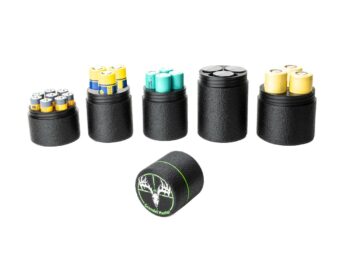 Group Shot: `A collection of Precision-Fit Thermal Battery Canisters in various sizes for 18650 21700 26650 and Pulsar APS batteries.`