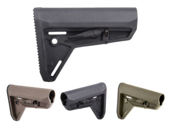 Magpul SL carbine stock shown in black, Flat Dark Earth, and OD Green