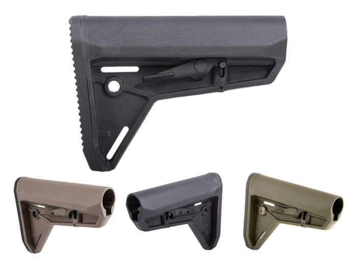 Magpul SL carbine stock shown in black, Flat Dark Earth, and OD Green